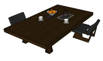 日式茶桌矮桌SU模型