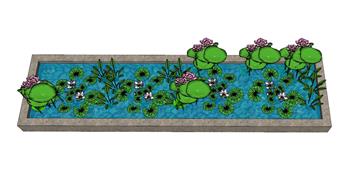荷花池水池景观SU模型
