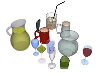 玻璃杯玻璃瓶水杯SU模型