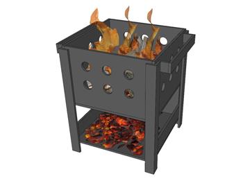 火盆烧烤炉烧烤架SU模型