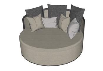 圆形沙发床SU模型