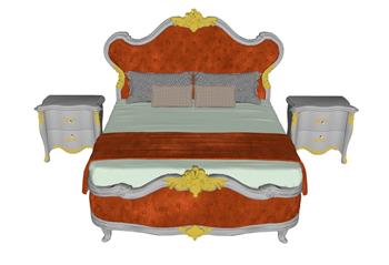 美式床铺SU模型