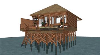 海景房水上木屋SU模型