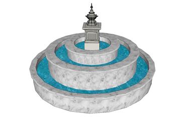喷泉流水景观SU模型