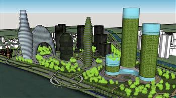城市规划异形建筑SU模型