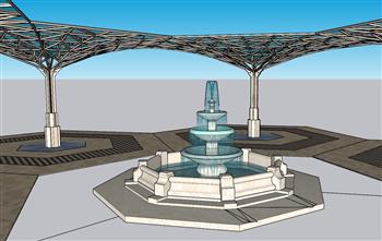 欧式廊架喷泉SU模型