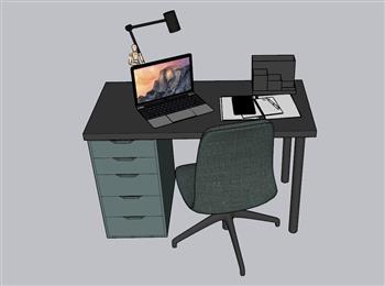 书桌电脑桌SU模型