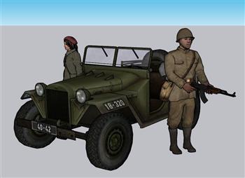 二战士兵人物SU模型