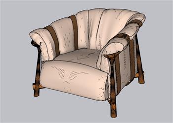 美式扶手椅椅子SU模型