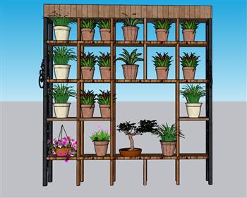 植物花架植物柜SU模型