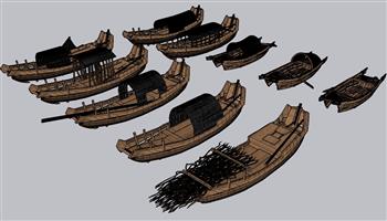 小舟渔船小船SU模型