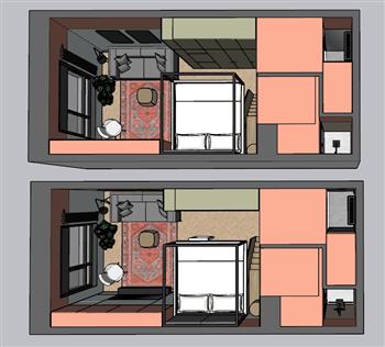 单身公寓住宅SU模型