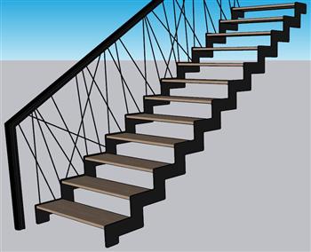 工业风楼梯步梯SU模型