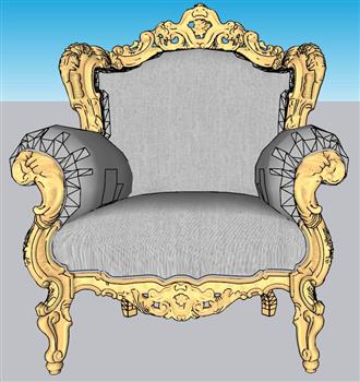 欧式扶手椅沙发椅SU模型