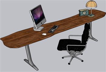 电脑桌旋转椅SU模型