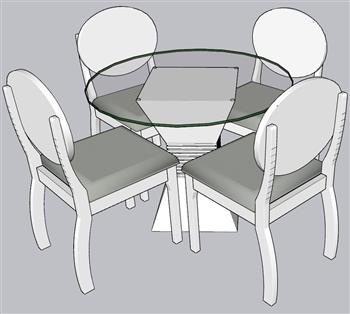 欧式餐桌椅SU模型