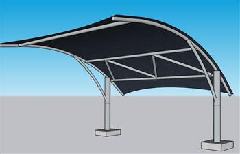 钢结构遮阳棚停车棚SU模型