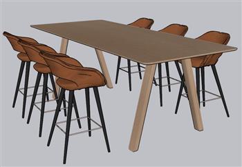 高脚餐桌椅SU模型