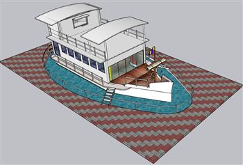 景观轮船SU模型