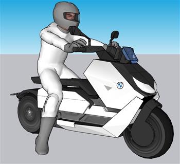 骑摩托摩托车人物SU模型