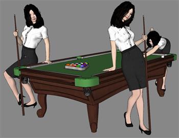 台球美女桌球SU模型