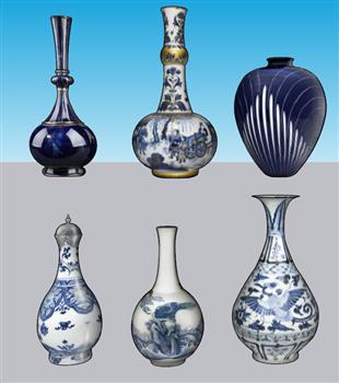 中式青花瓷瓷瓶SU模型