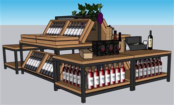 葡萄酒货物架水果市场SU模型