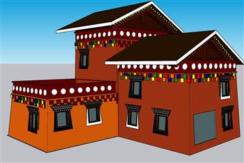藏式民居民房SU模型
