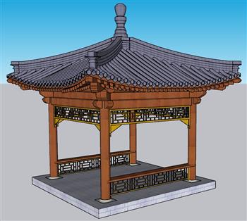中式古建亭子SU模型