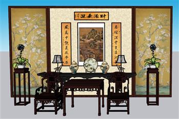 中式客厅桌椅SU模型