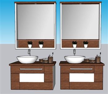 浴室柜洗手池洗手台SU模型