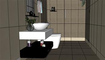浴室柜淋浴间浴室SU模型