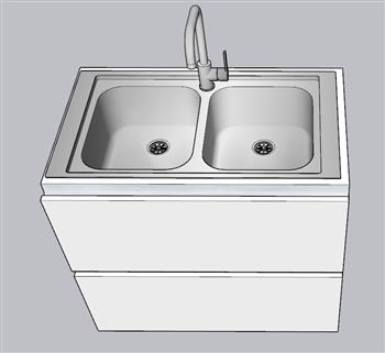 洗菜池台盆洗手池SU模型