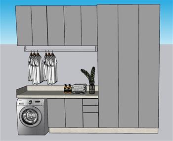 洗衣柜洗衣机组合柜SU模型