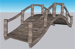 中式木桥景观桥SU模型
