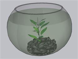 鱼缸植物花瓶SU模型