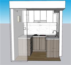 小型开放式厨房SU模型