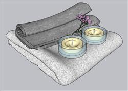 浴室摆件毛巾蜡烛SU模型