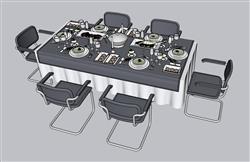 餐桌椅餐具SU模型