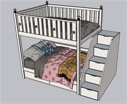 儿童床高低铺SU模型