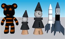 绣花熊小丑火箭儿童玩具的su模型(ID35984)