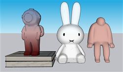 太空人兔子工艺品SU模型