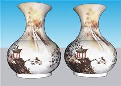 中式花瓶装饰SU模型
