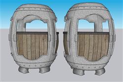 石制垃圾桶石凳生态垃圾桶草图大师素材(ID36322)