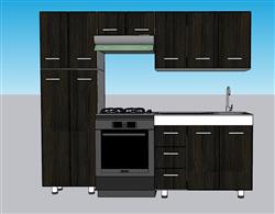 厨房橱柜集成灶SU模型