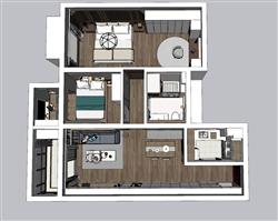 新中式家装户型商品房su模型(ID36514)