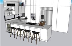 厨房橱柜吧台SU模型