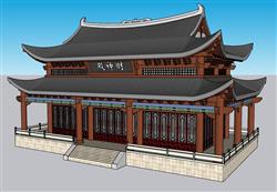 中式建筑财神殿SU模型