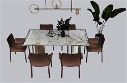 北欧餐桌椅草图模型(ID37143)