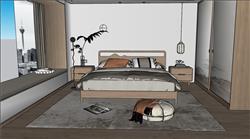 日式卧室房间SU模型